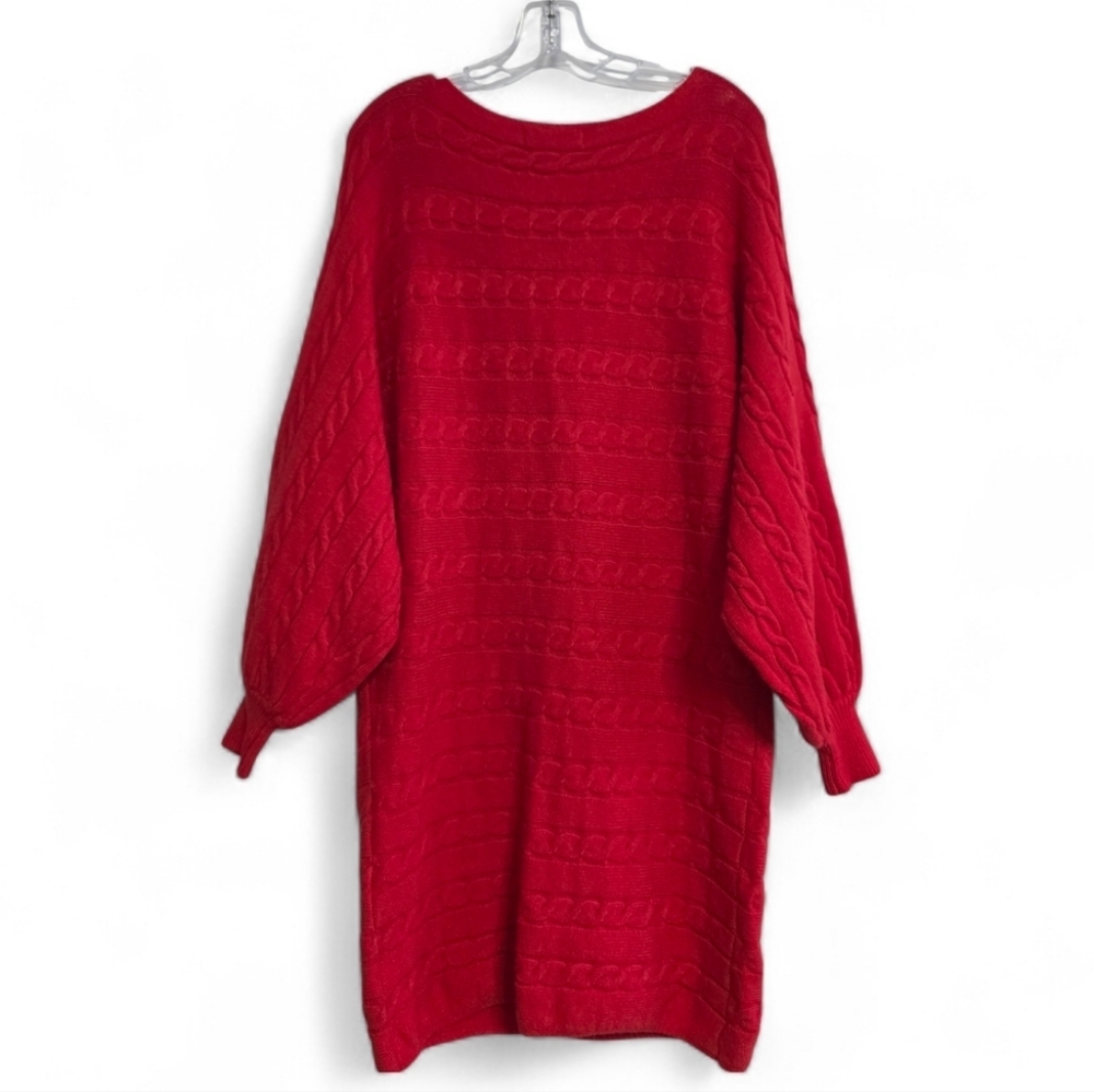 Vine & Love Vibrant Red Cable Knit Dress Size Small Valentines Day - Picture 2 of 4
